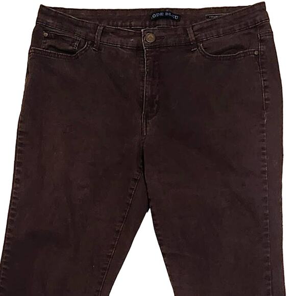 Code Bleu Women's Brown Jean-Type Pants Skinny Straight-Leg 5-Pocket Stretch 16 - Picture 3 of 7
